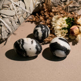 Black and White Zebra Jasper Tumbled Stone Set - helmsman - crystal
