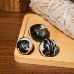 Black and White Zebra Jasper Tumbled Stone Set - helmsman - crystal