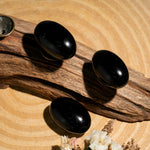 Black Obsidian Tumbled Stone Set - helmsman - crystal