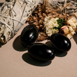 Black Obsidian Tumbled Stone Set - helmsman - crystal