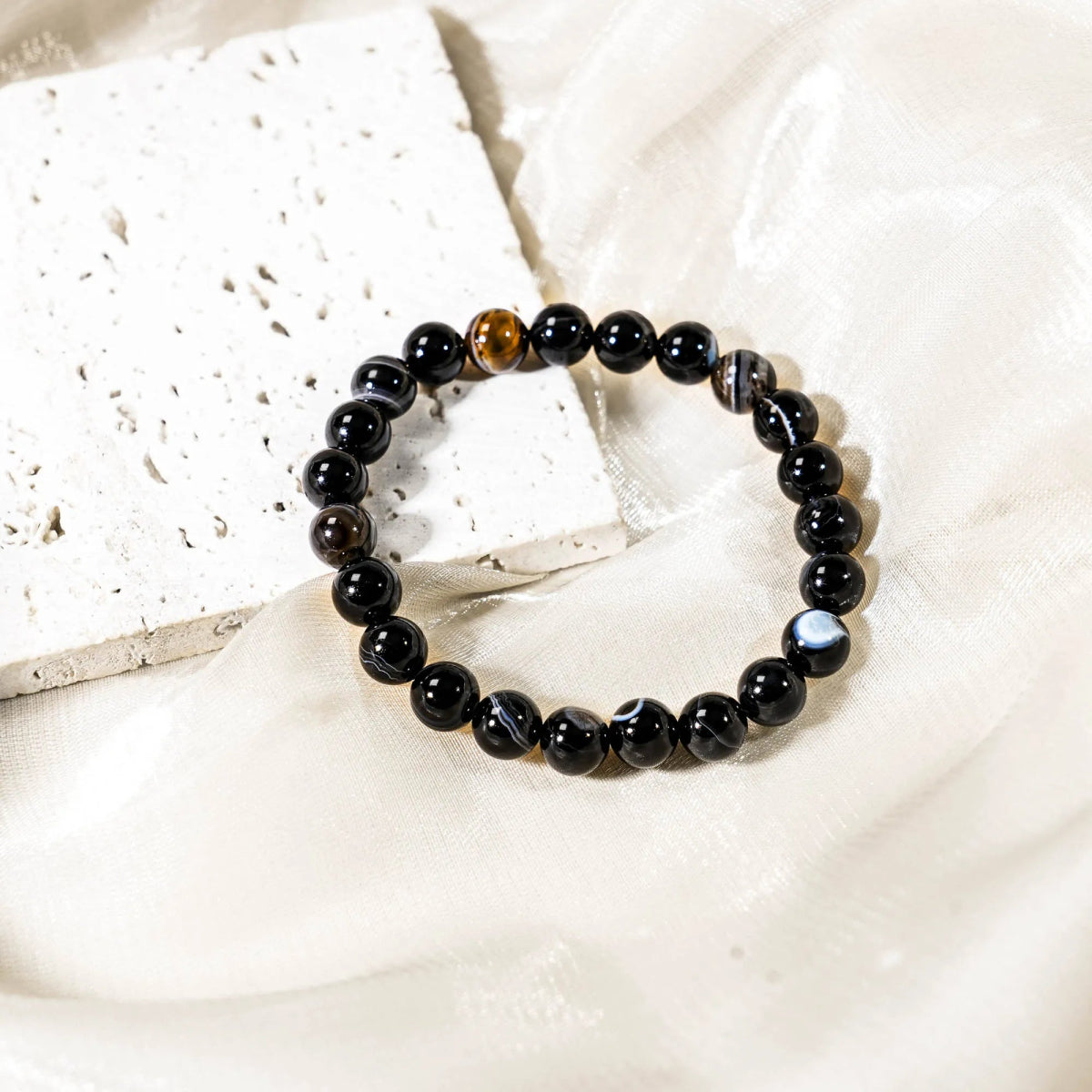 Black Onyx Bracelet - helmsman - crystal