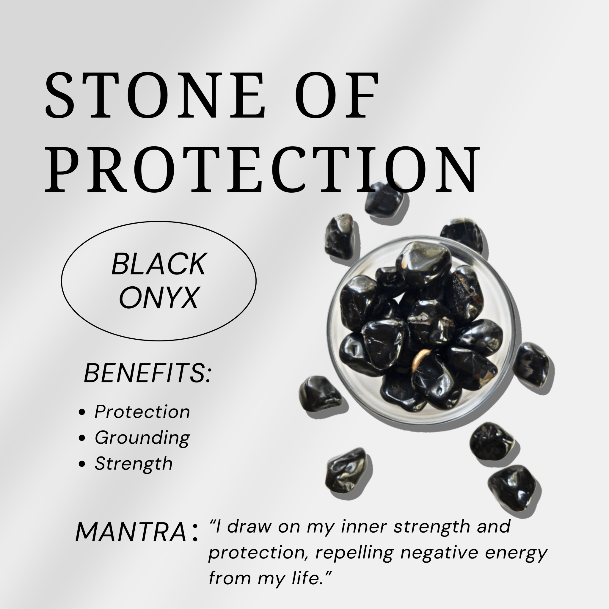 Black Onyx Tumbled Stone Set - helmsman - crystal