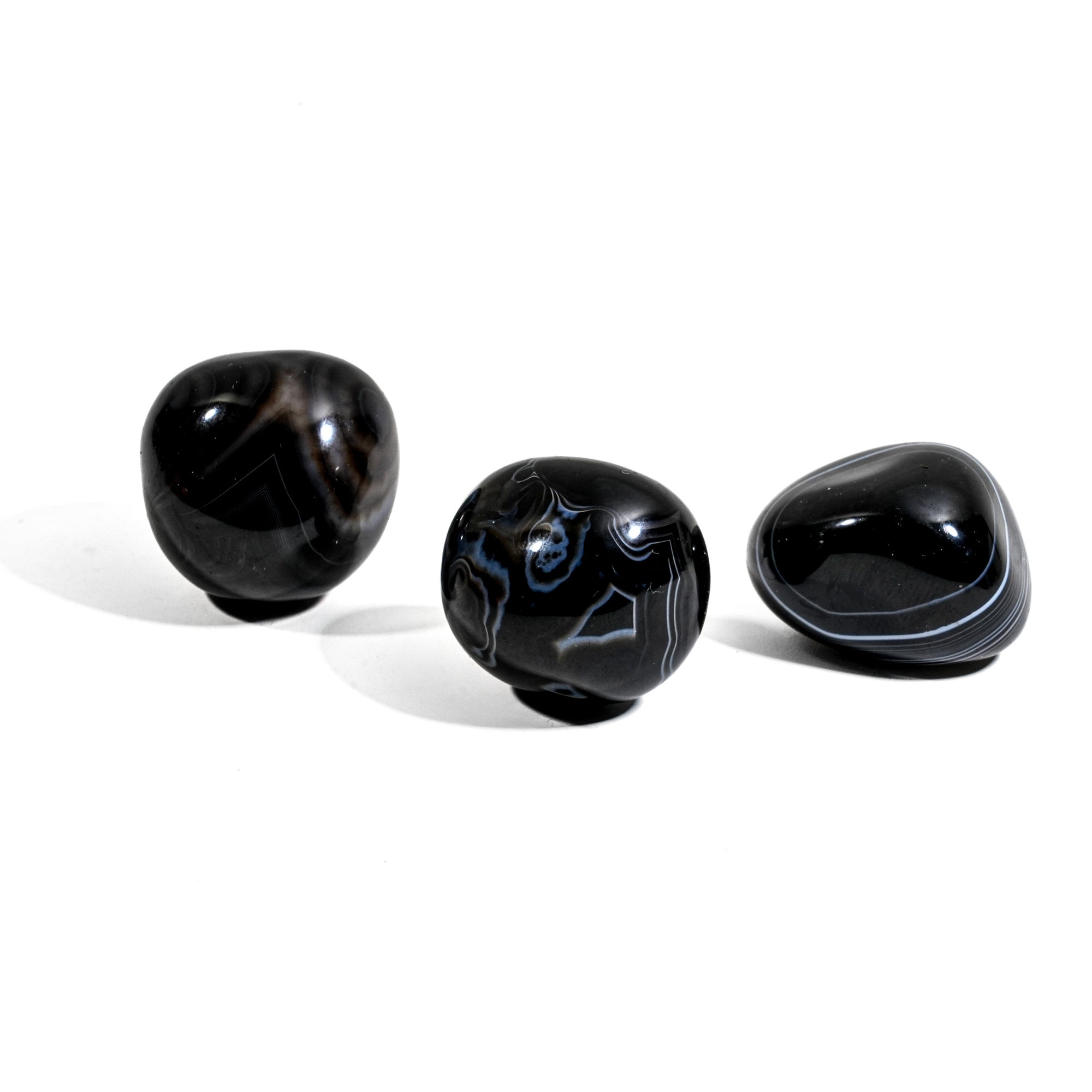 Black Onyx Tumbled Stone Set - helmsman - crystal