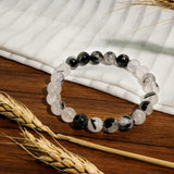 Black Rutilated Quartz Bracelet - helmsman - crystal