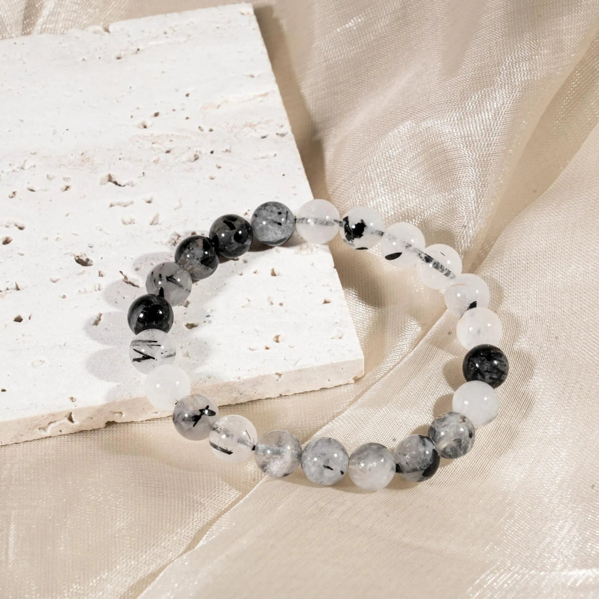 Black Rutilated Quartz Bracelet - helmsman - crystal