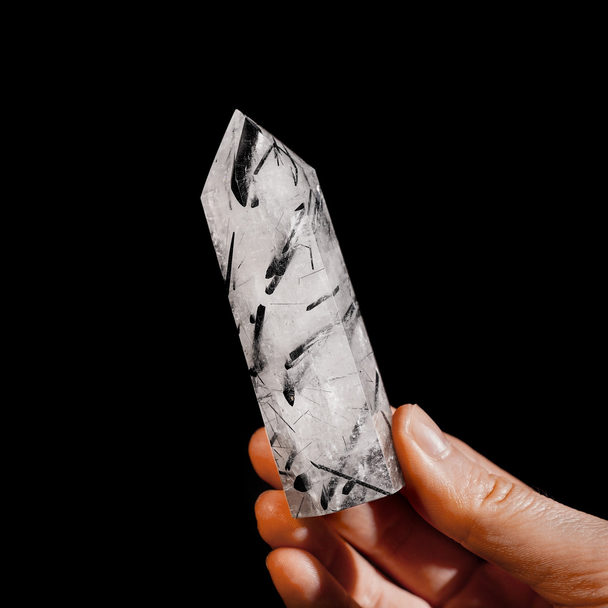Black Rutilated Quartz Point - helmsman - crystal