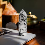 Black Rutilated Quartz Point - helmsman - crystal