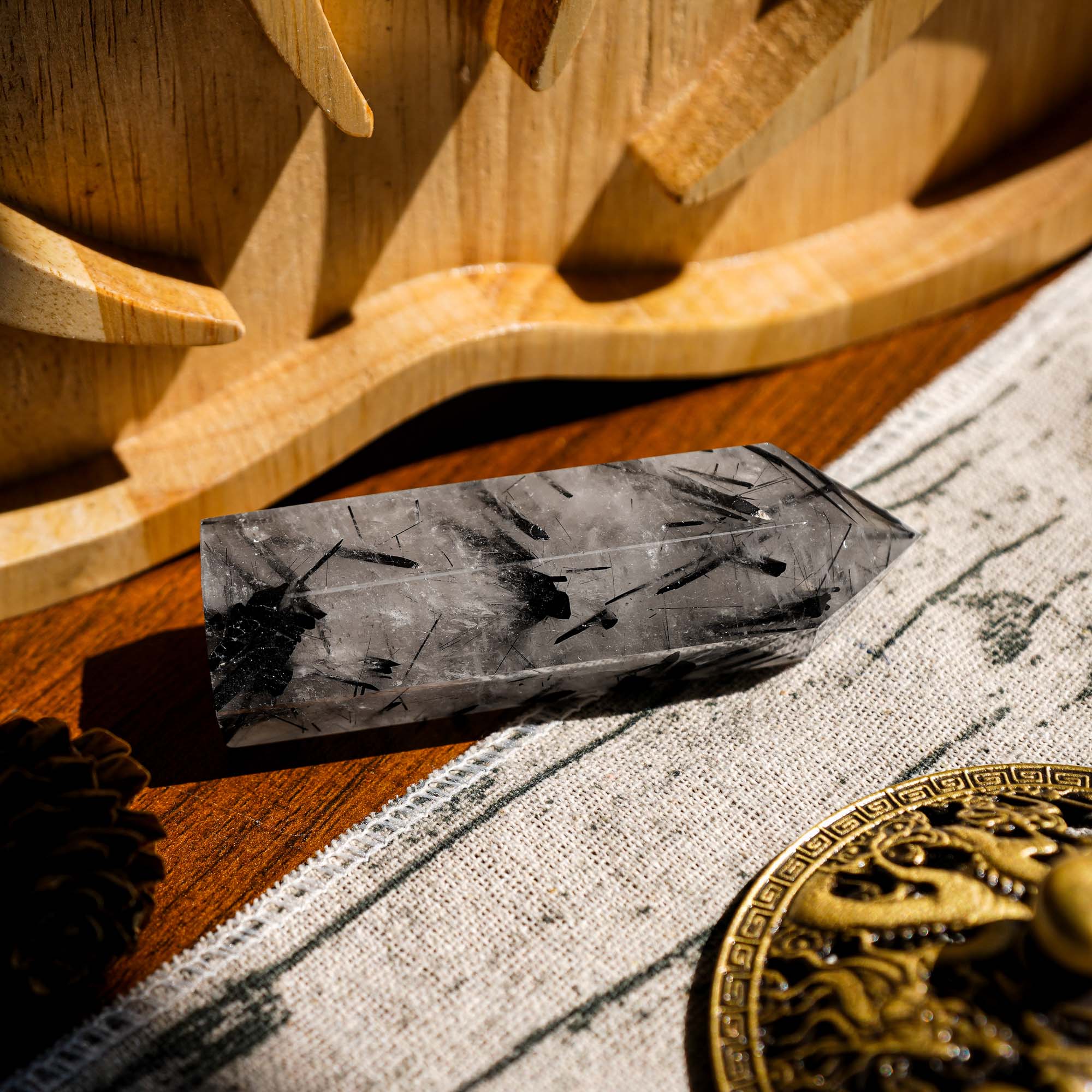 Black Rutilated Quartz Point - helmsman - crystal
