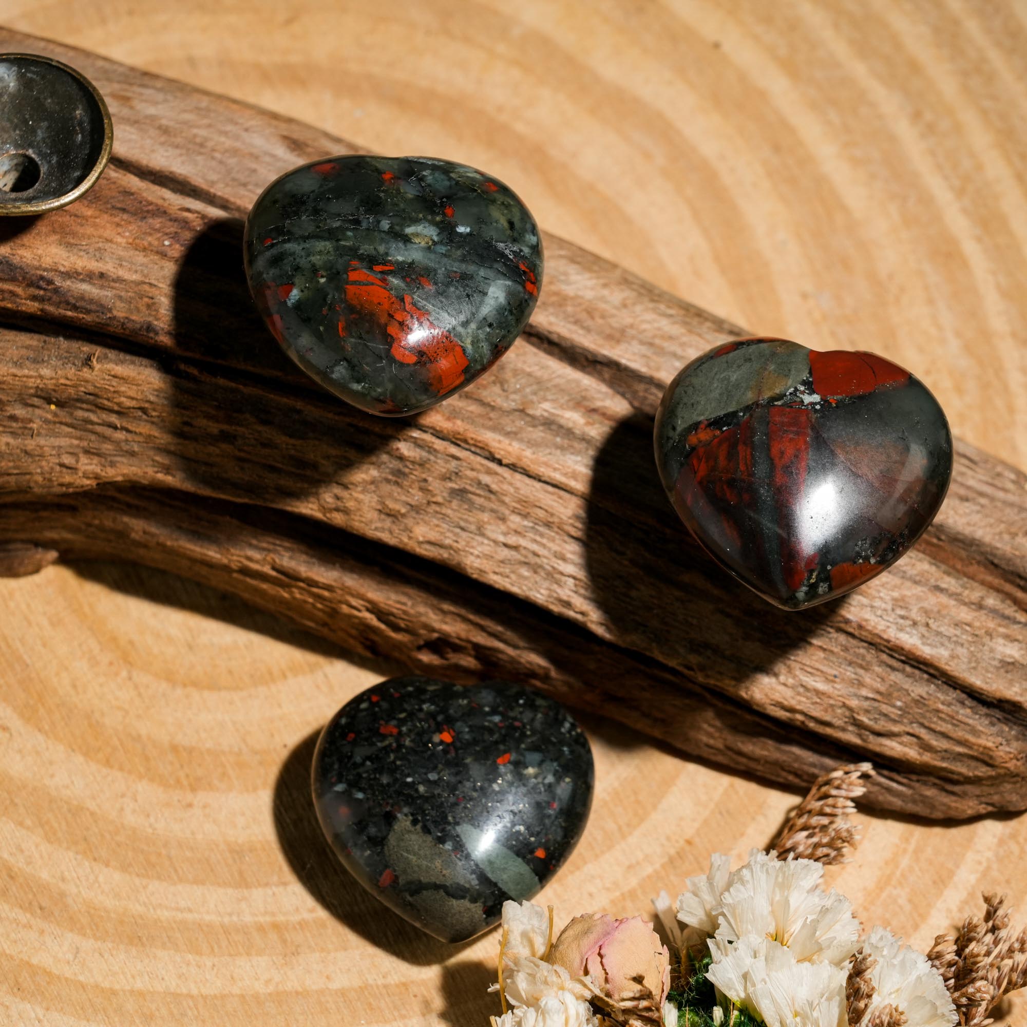 Blood Stone Mini Heart Set - helmsman - crystal