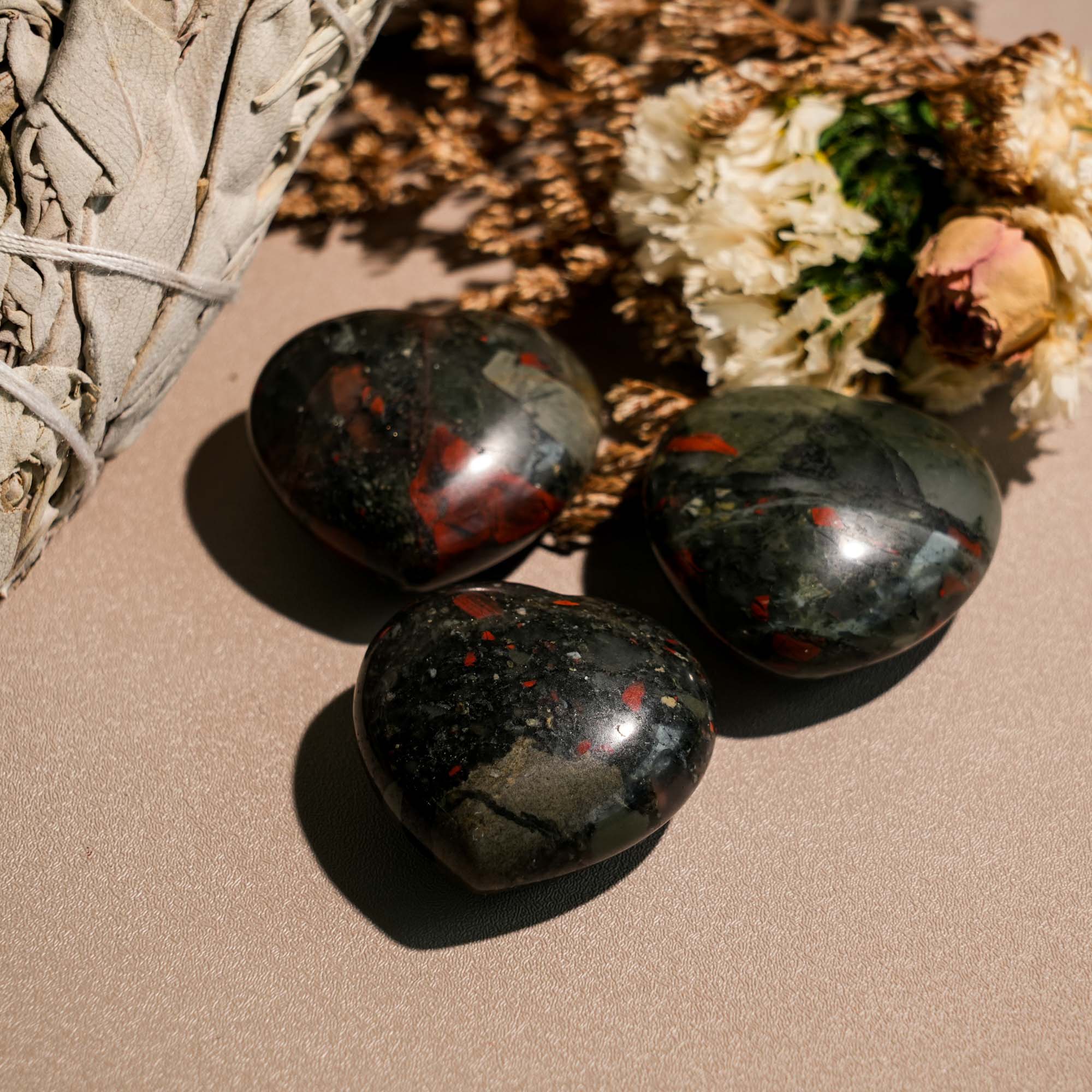 Blood Stone Mini Heart Set - helmsman - crystal