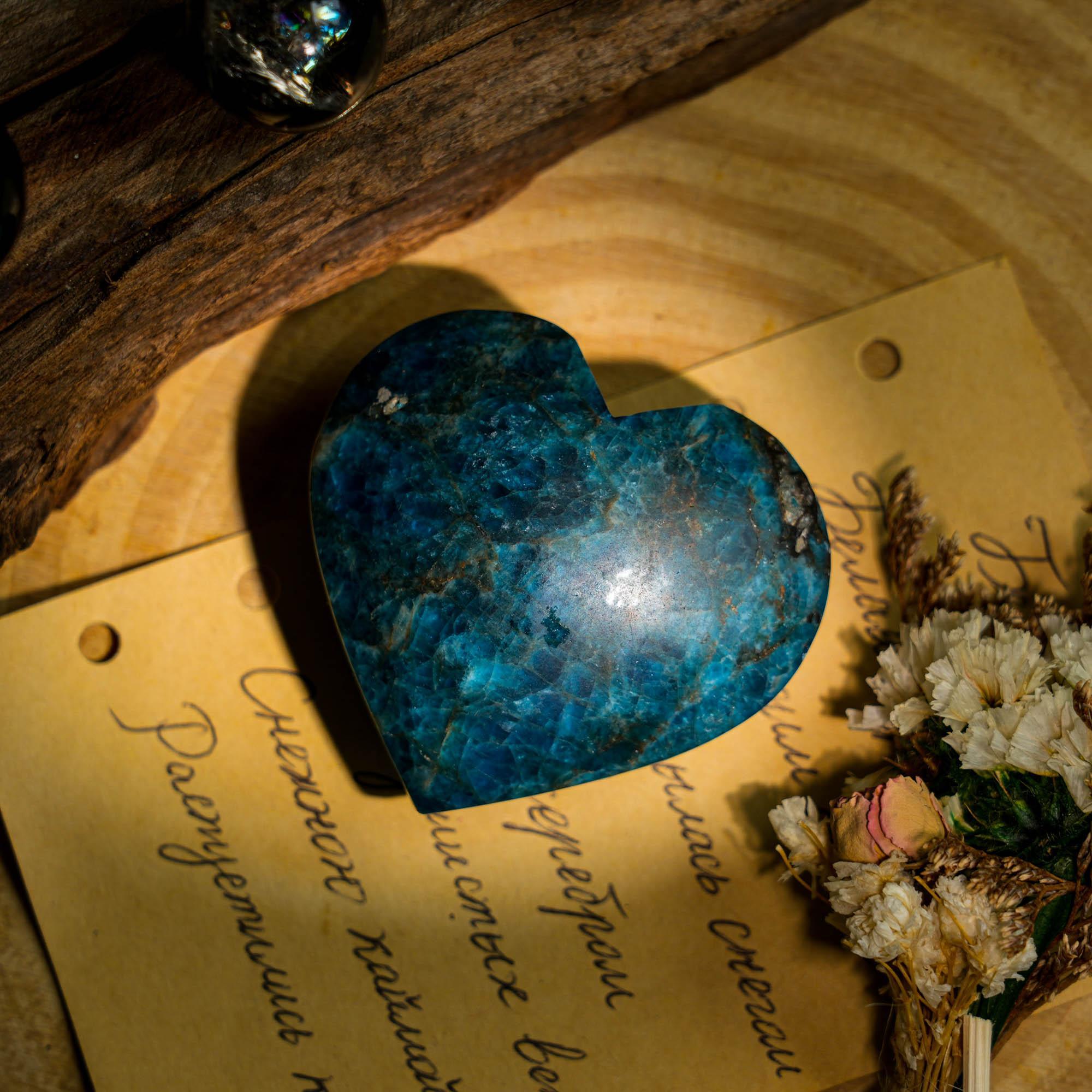 Blue Apatite Heart - helmsman - crystal