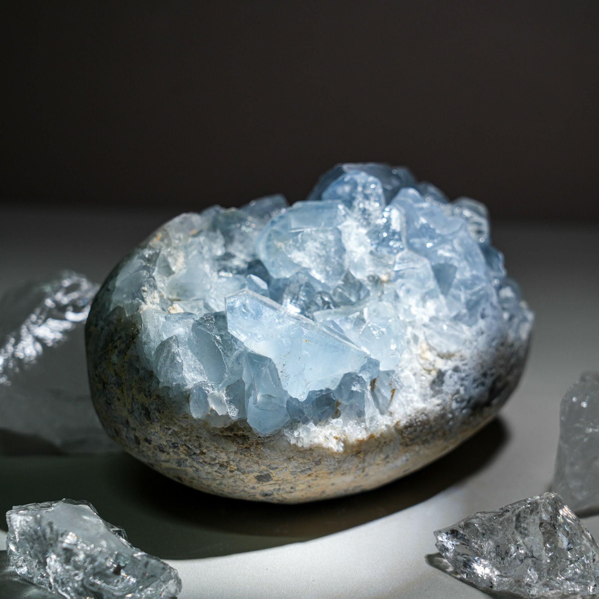 Blue Celestite Geode - helmsman - crystal