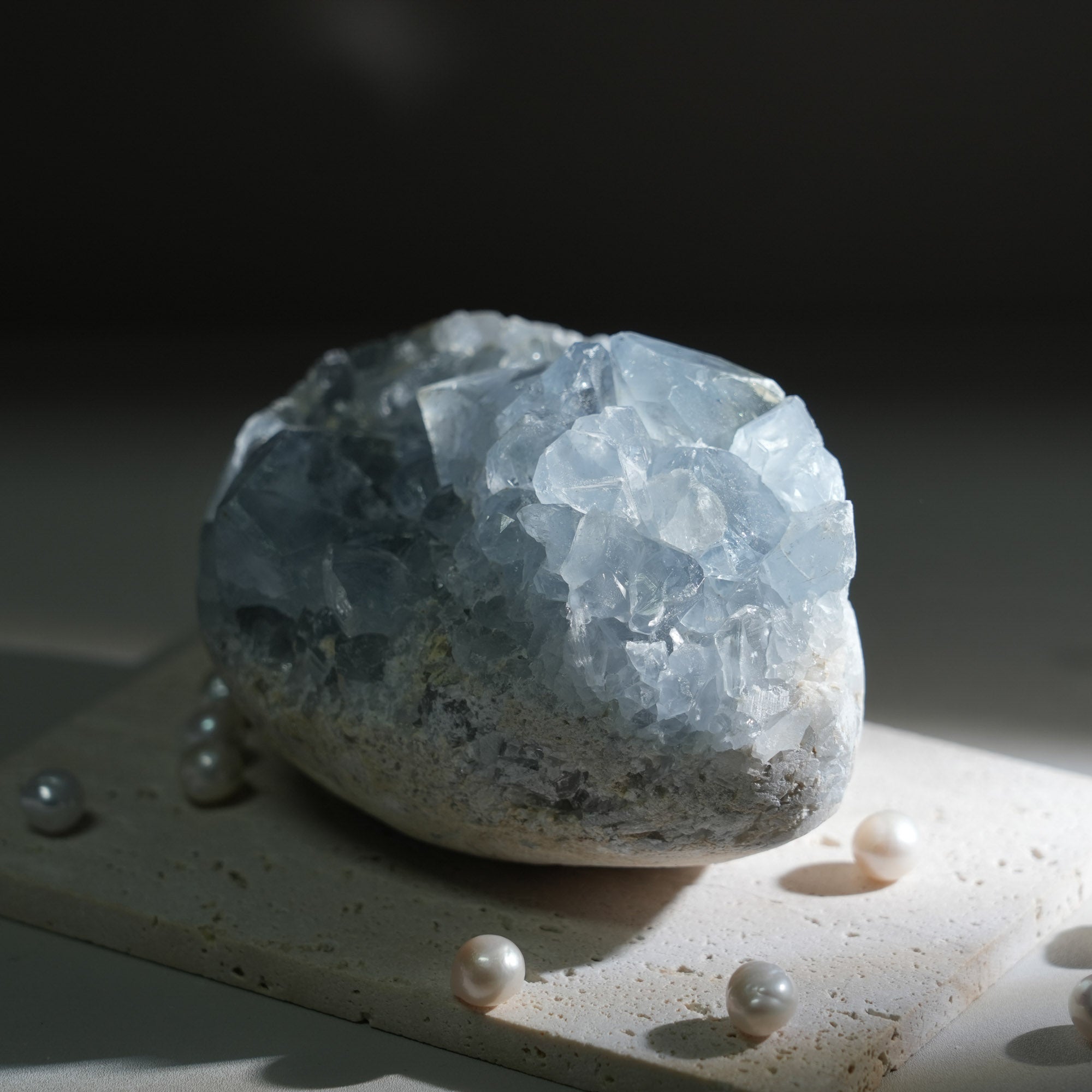 Blue Celestite Geode - helmsman - crystal
