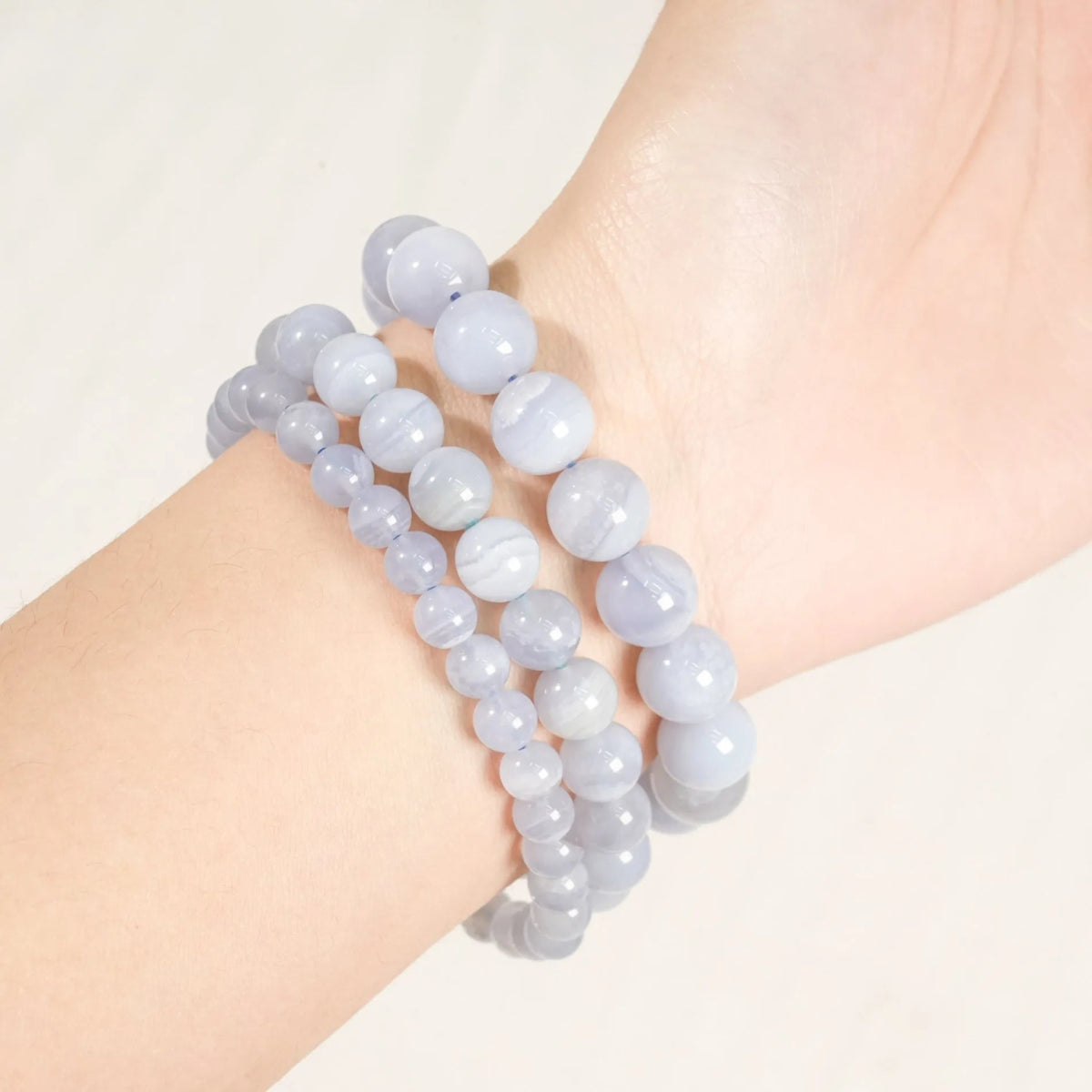 Blue Lace Agate Bracelet - helmsman - crystal