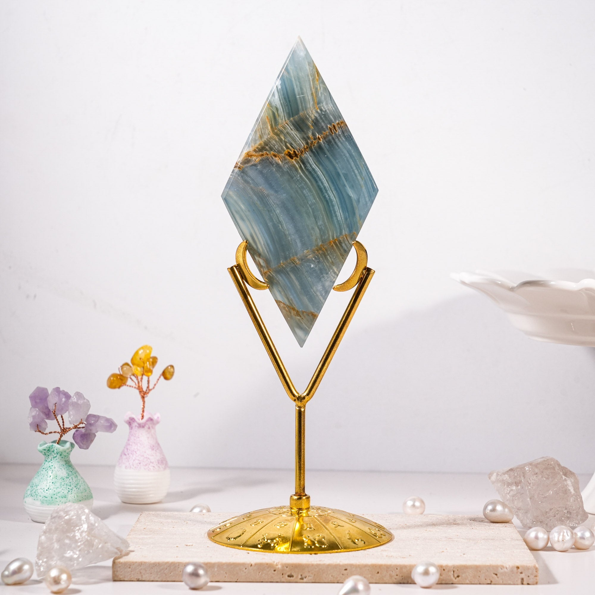 Blue Onyx Diamond Ornament - helmsman - crystal