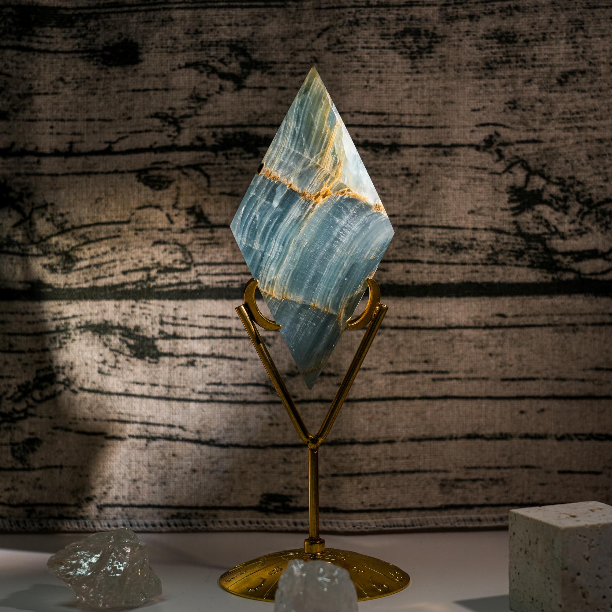 Blue Onyx Diamond Ornament - helmsman - crystal