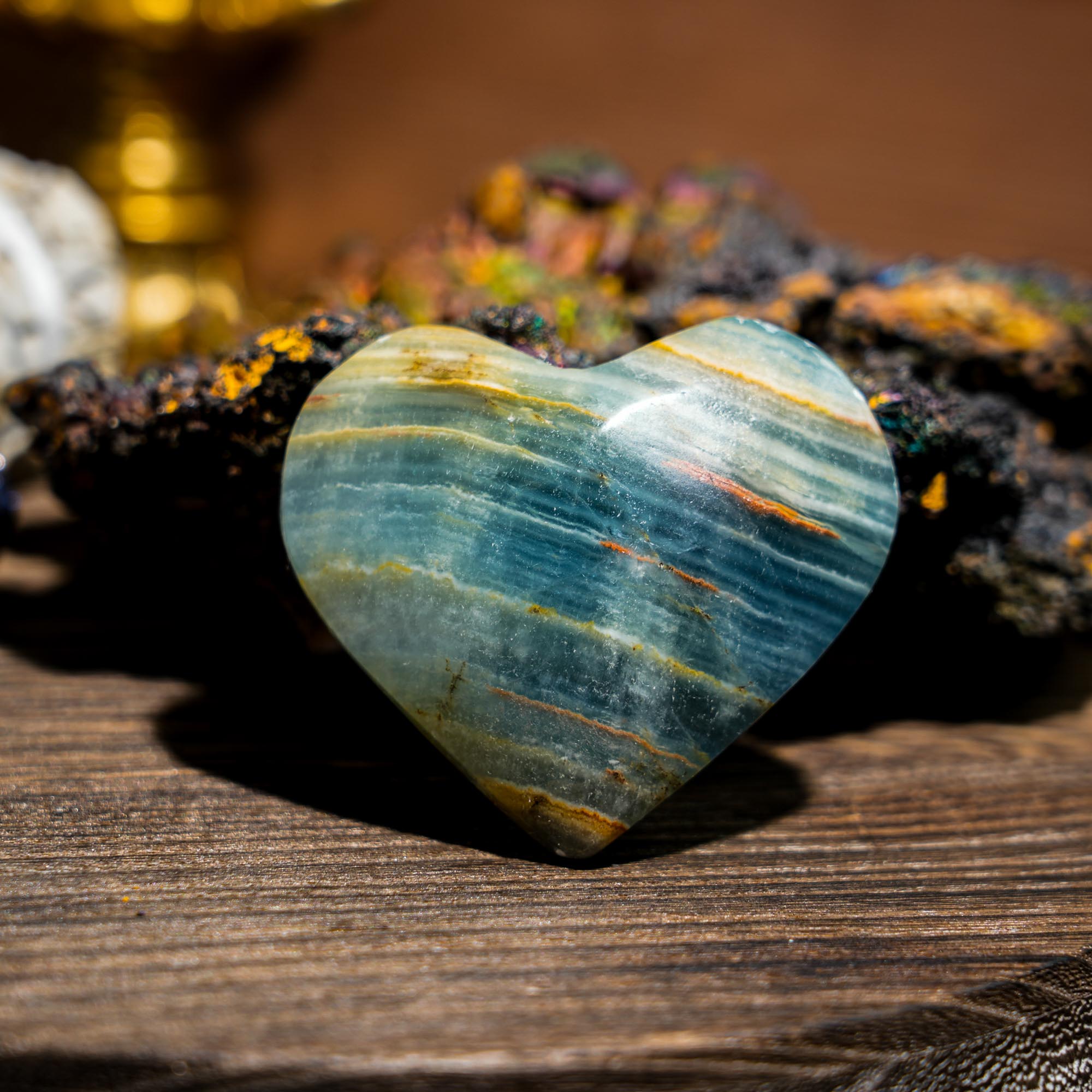 Blue Onyx Heart - helmsman - crystal