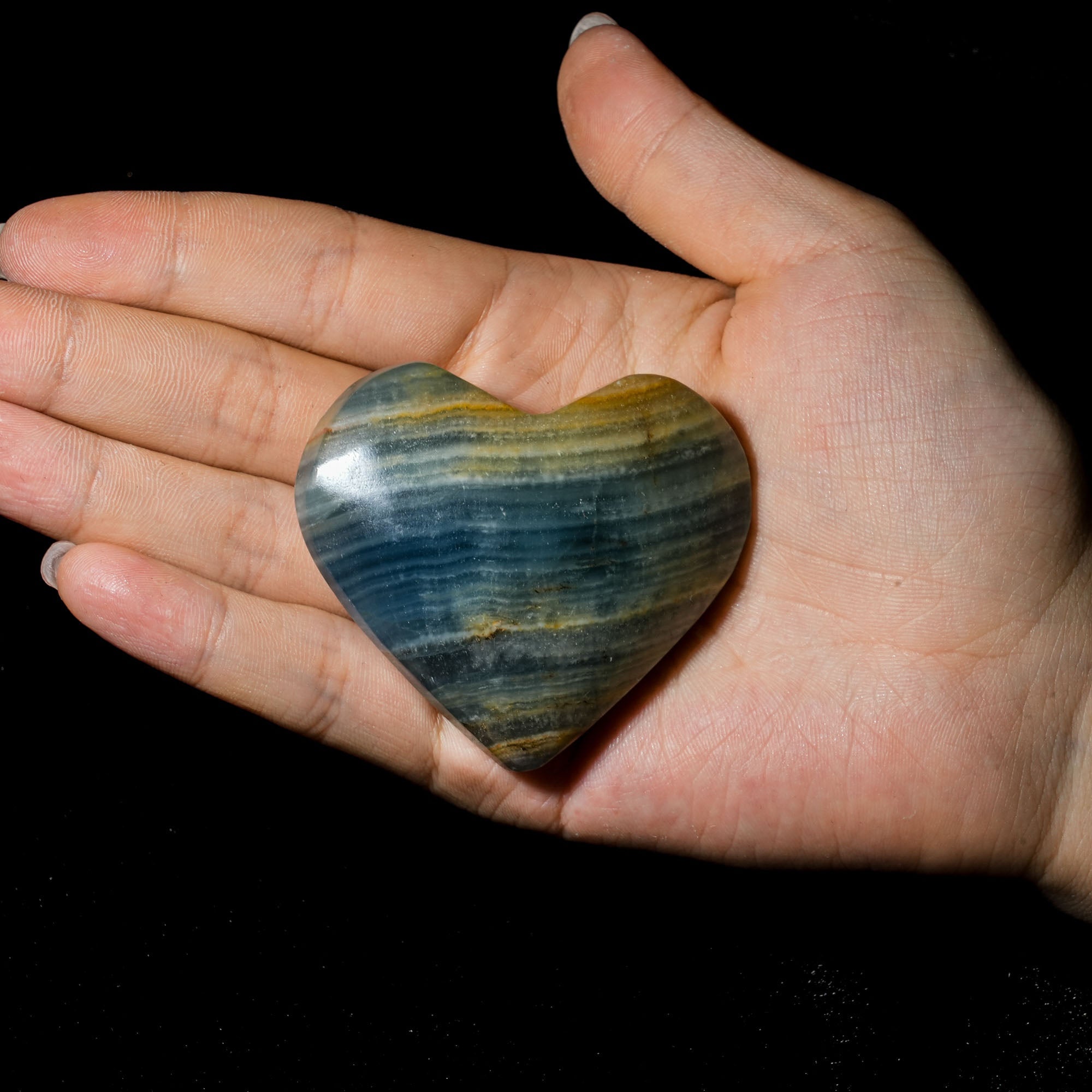 Blue Onyx Heart - helmsman - crystal