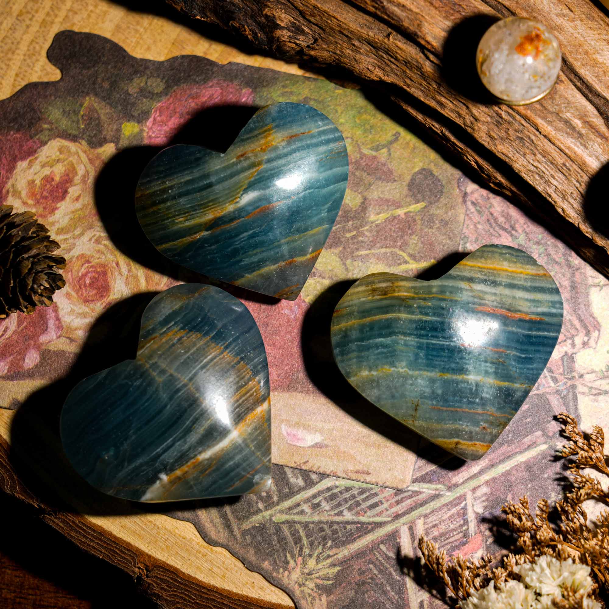 Blue Onyx Heart - helmsman - crystal