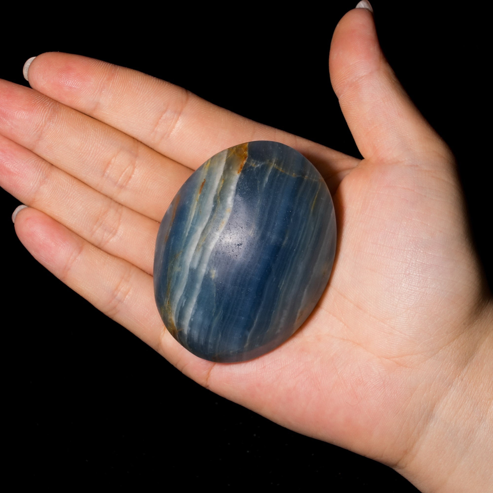 Blue Onyx Palm Stone - helmsman - crystal