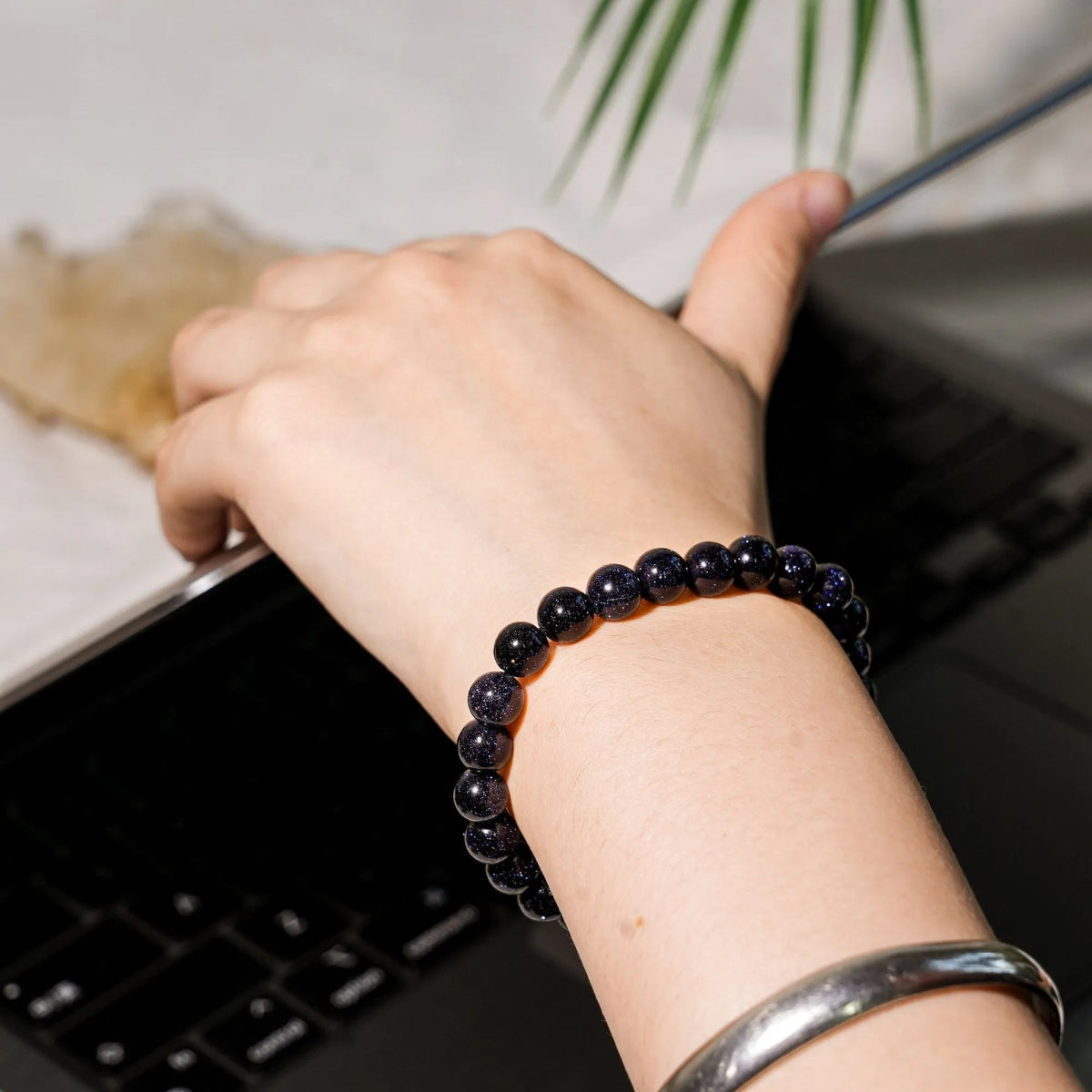Blue Sandstone Bracelet - helmsman - crystal