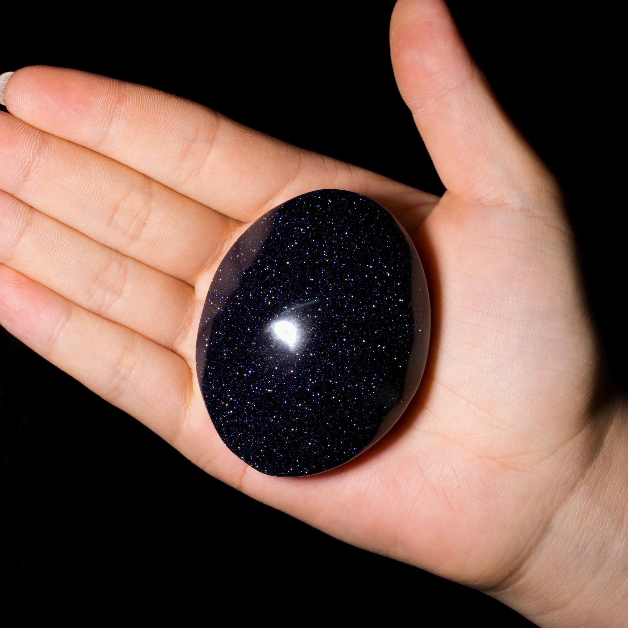 Blue Sandstone Palm Stone - helmsman - crystal