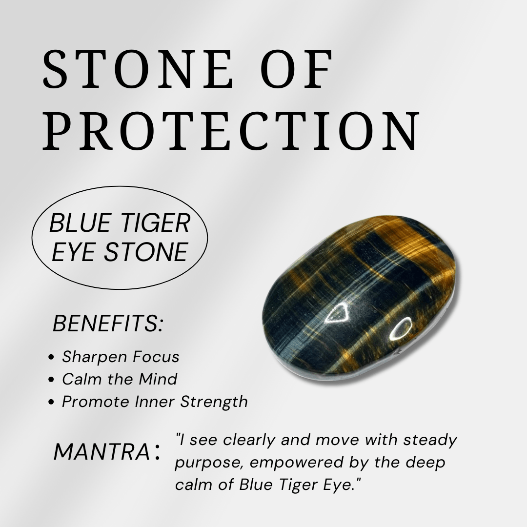 Blue Tiger Eyes Stone Palm Stone - helmsman - crystal