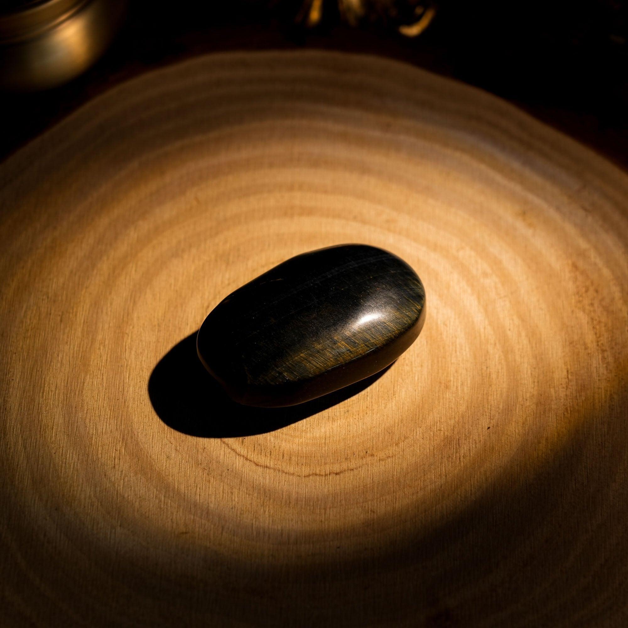 Blue Tiger Eyes Stone Palm Stone - helmsman - crystal