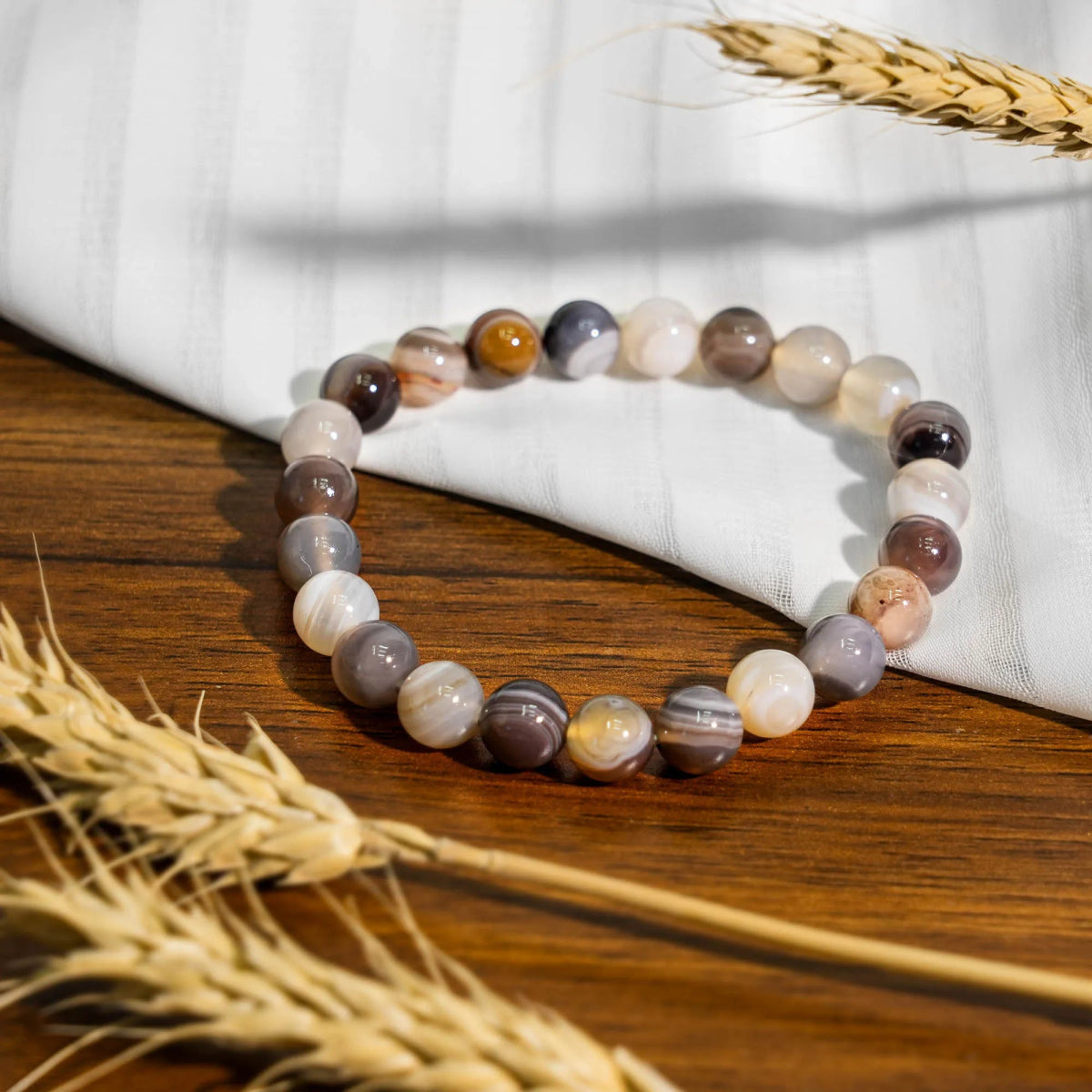 Botswana Agate Bracelet - helmsman - crystal