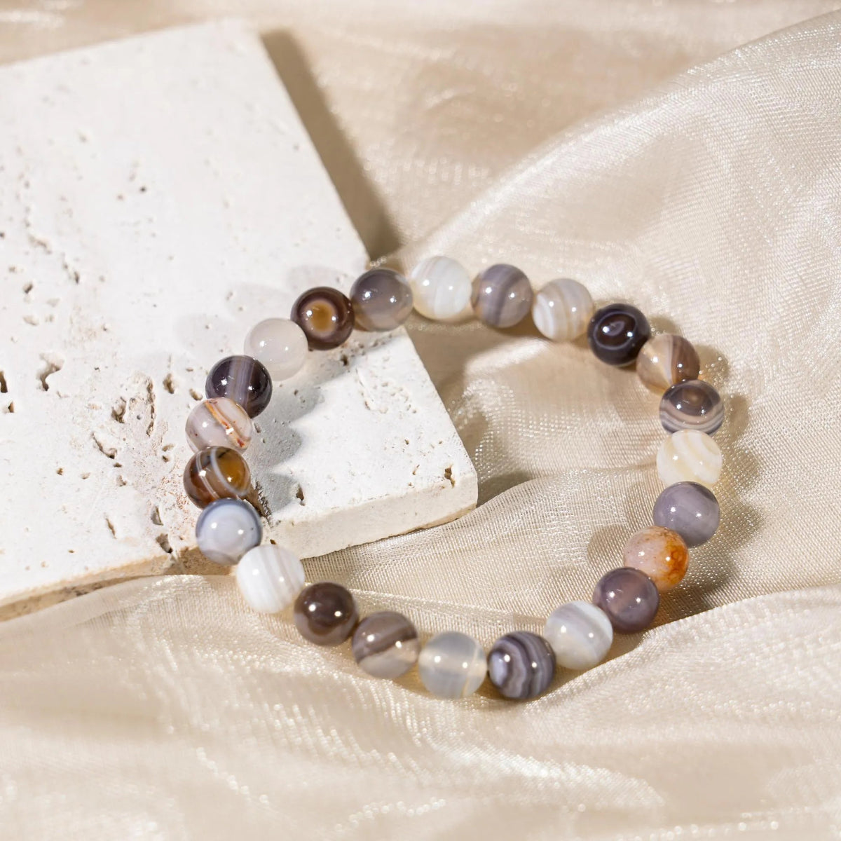 Botswana Agate Bracelet - helmsman - crystal