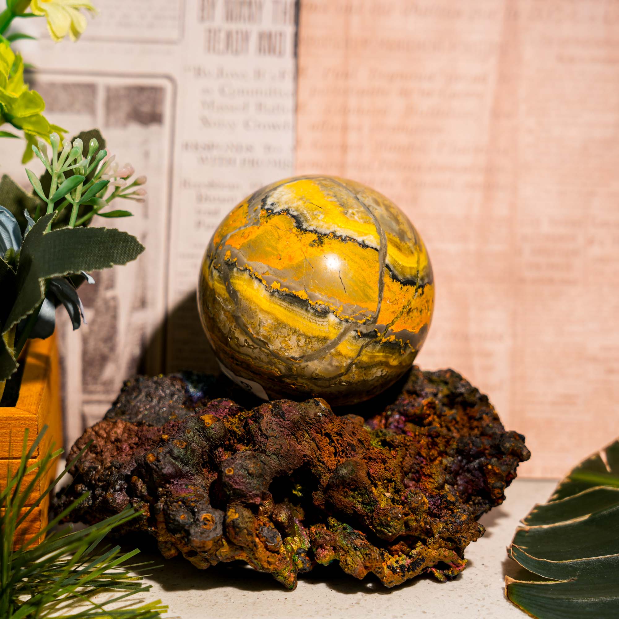 Bumblebee Jasper Sphere - helmsman - crystal