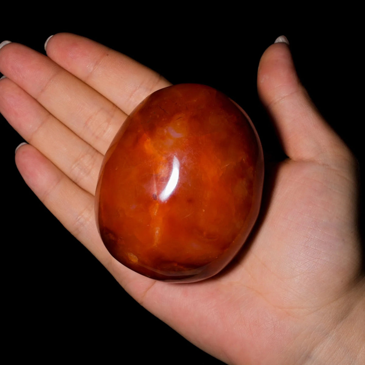 Carnelian Palm Stone - helmsman - crystal