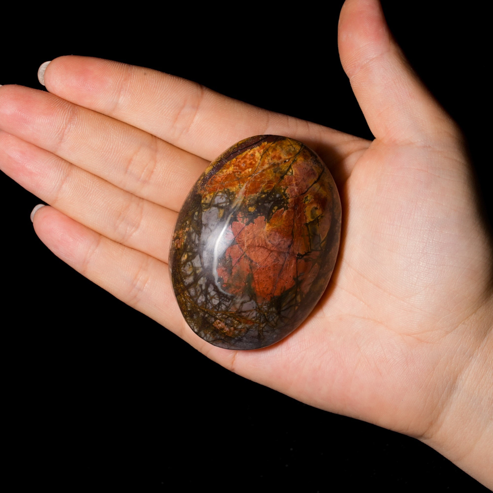 Cherry Creek Jasper Palm Stone - helmsman - crystal
