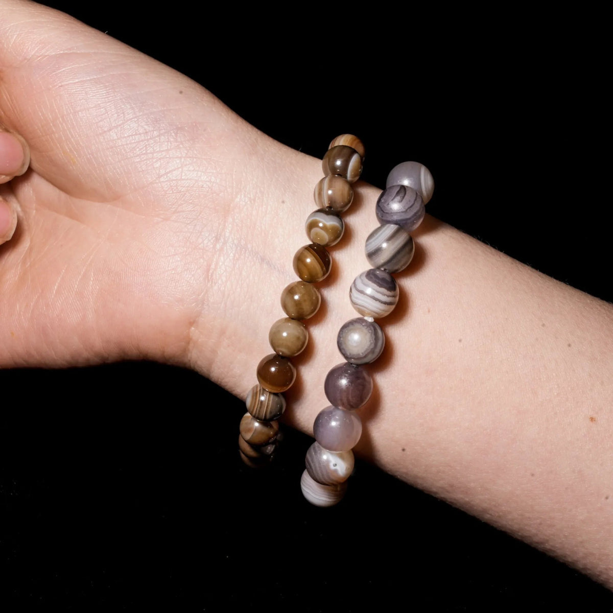 Coffee Stripe Agate Bracelet - helmsman - crystal