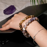 Coffee Stripe Agate Bracelet - helmsman - crystal
