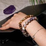 Coffee Stripe Agate Bracelet - helmsman - crystal