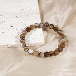 Coffee Stripe Agate Bracelet - helmsman - crystal