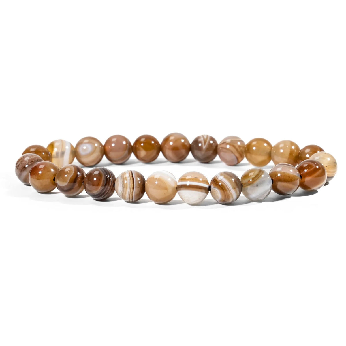 Coffee Stripe Agate Bracelet - helmsman - crystal
