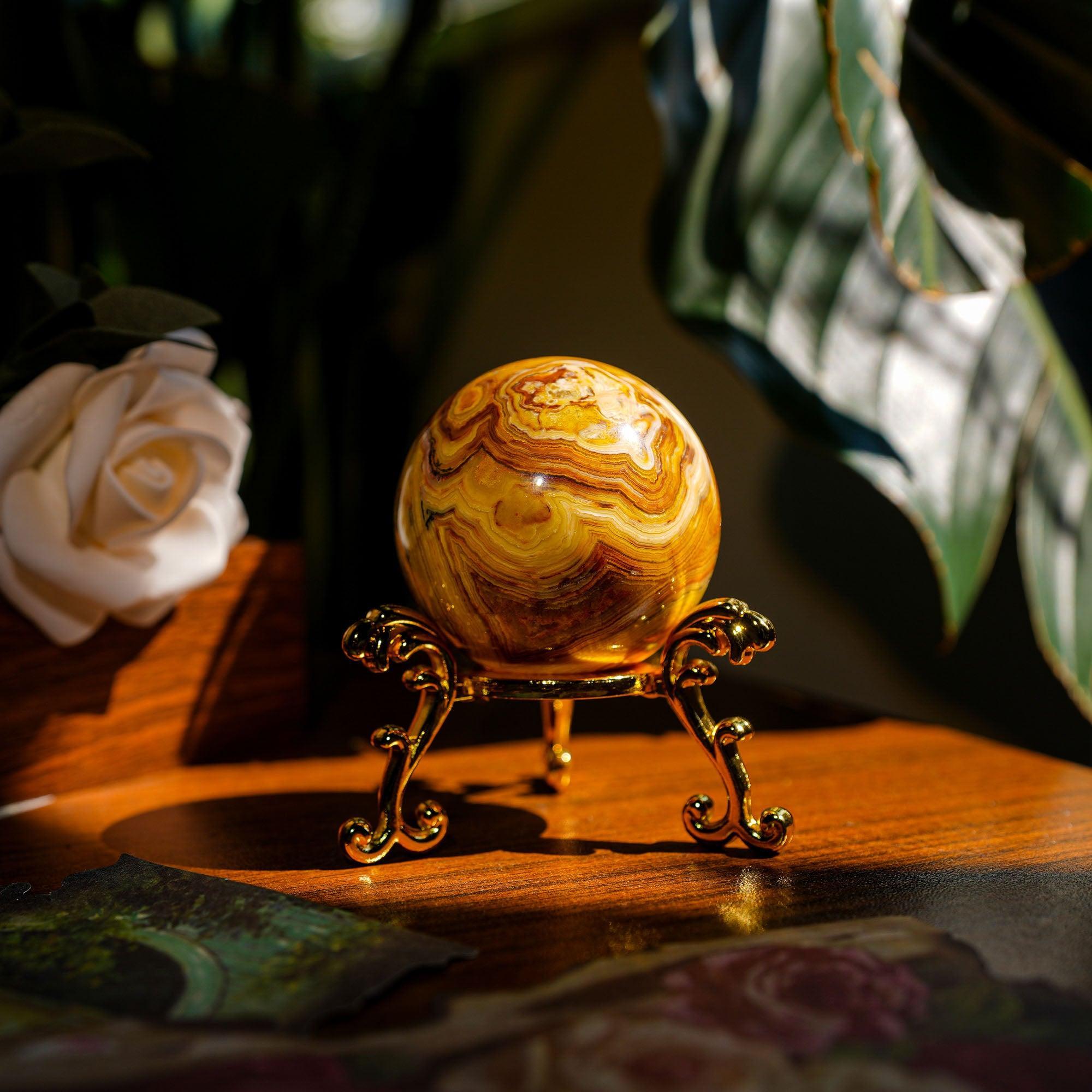 Crazy Lace Agate Sphere - helmsman - crystal