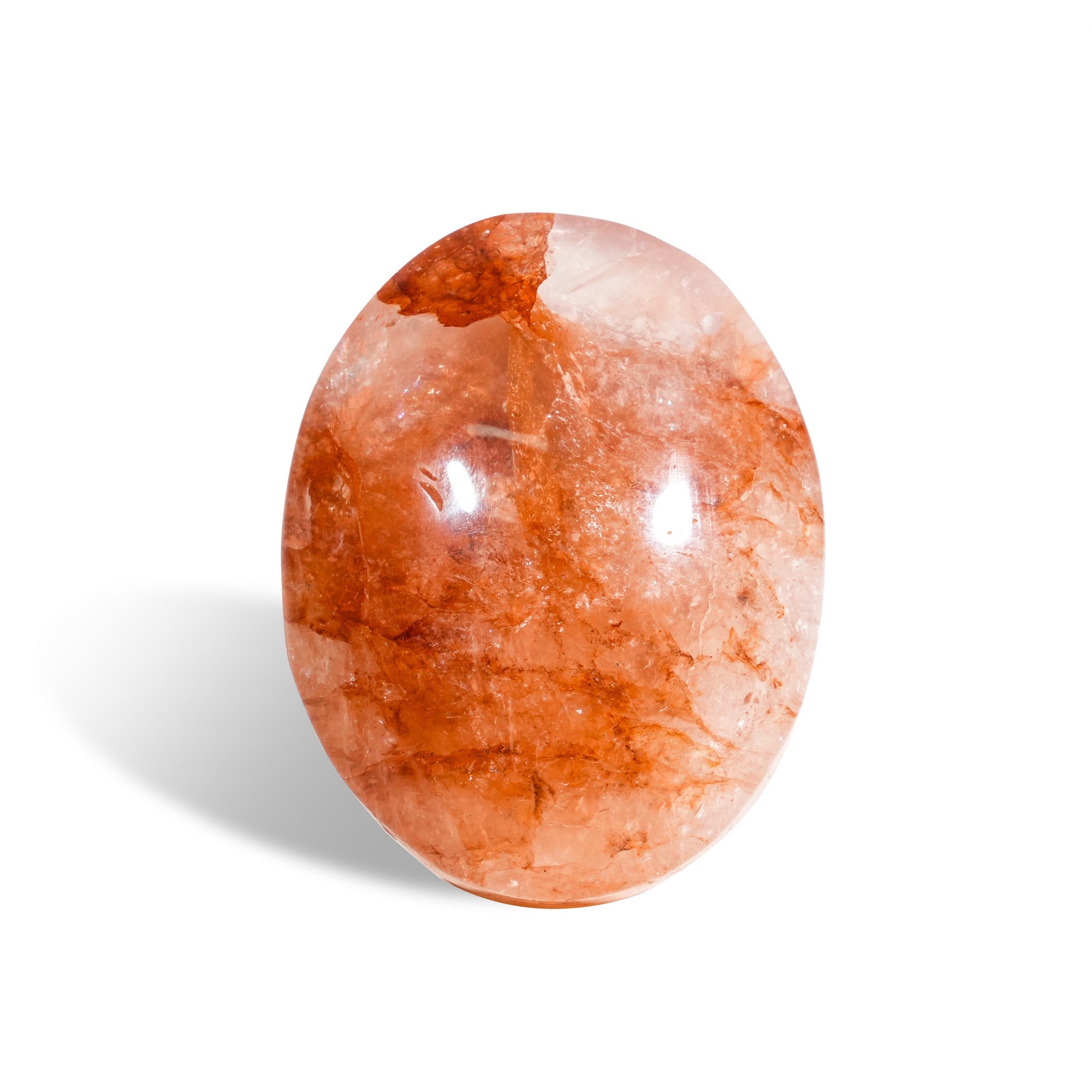 Fire Quartz Palm Stone - helmsman - crystal