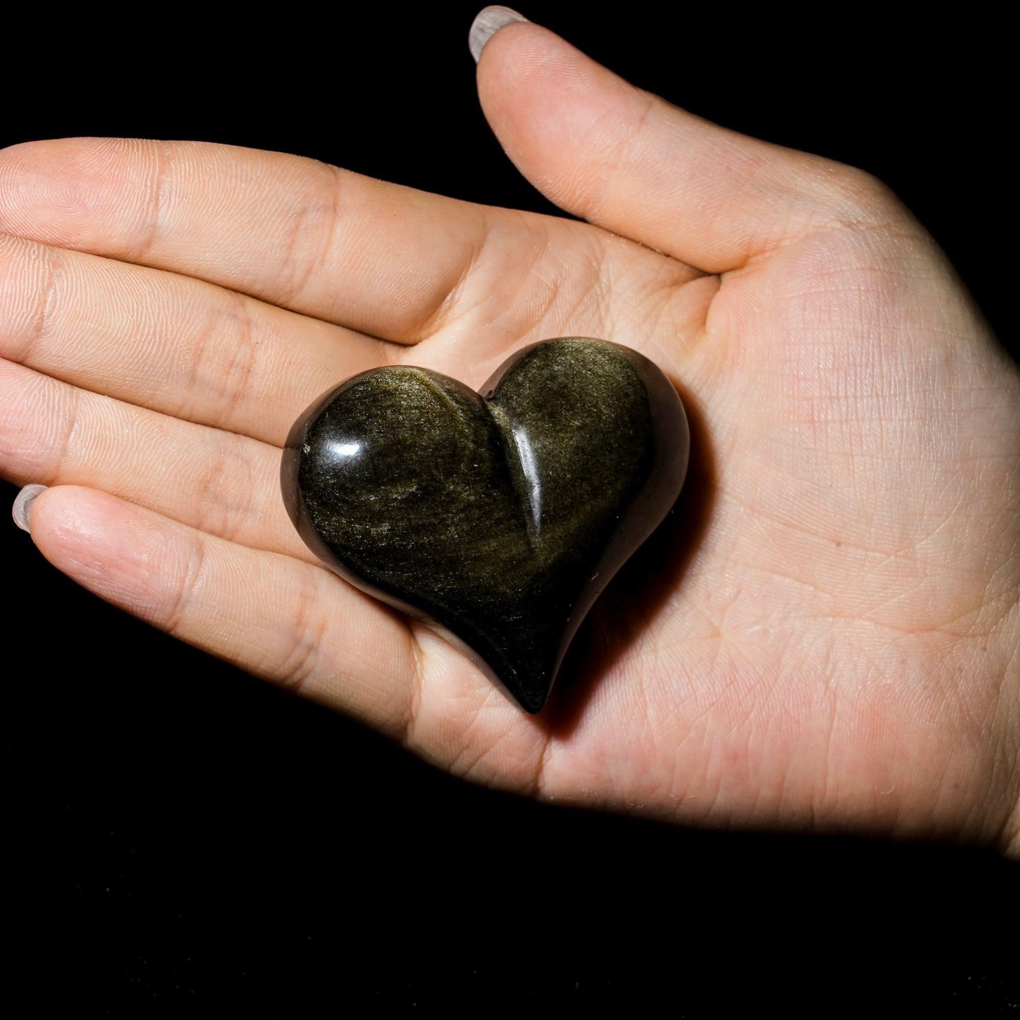 Gold Sheen Obsidian Heart - helmsman - crystal