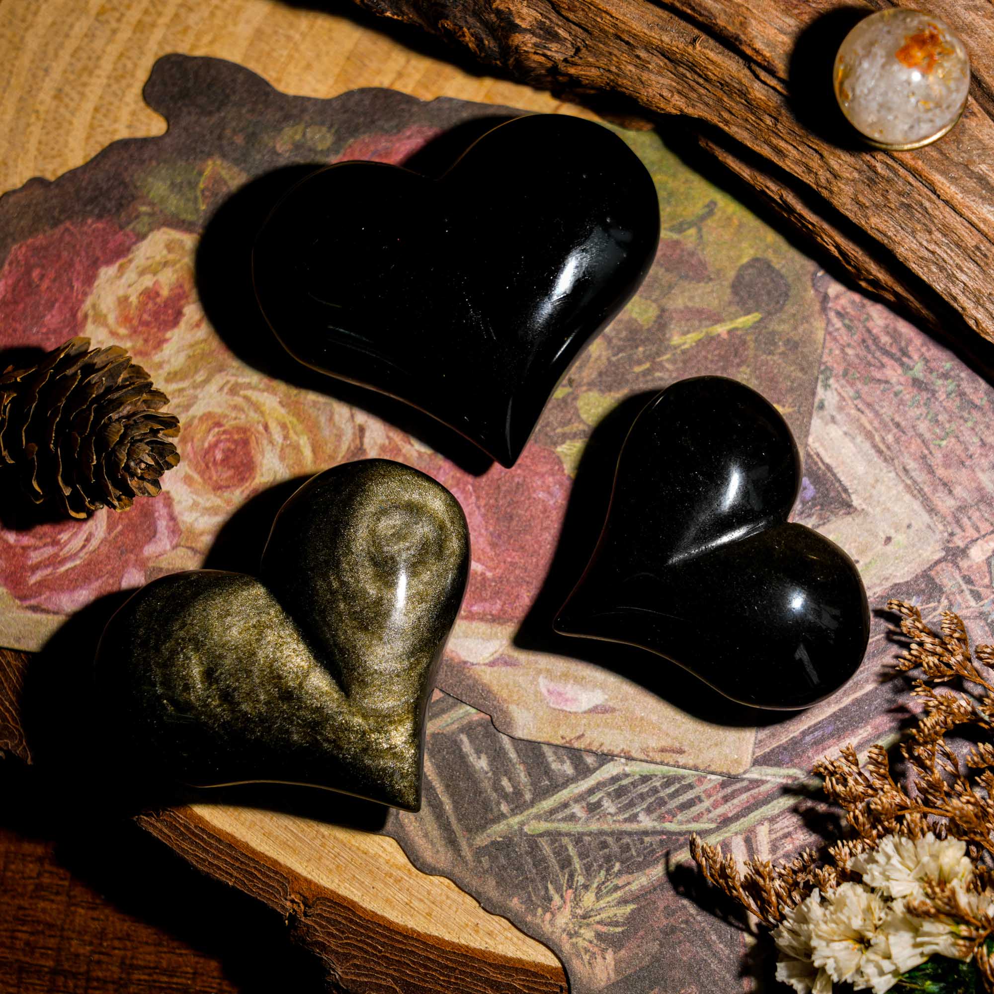 Gold Sheen Obsidian Heart - helmsman - crystal