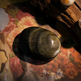 Gold Sheen Obsidian Palm Stone - helmsman - crystal