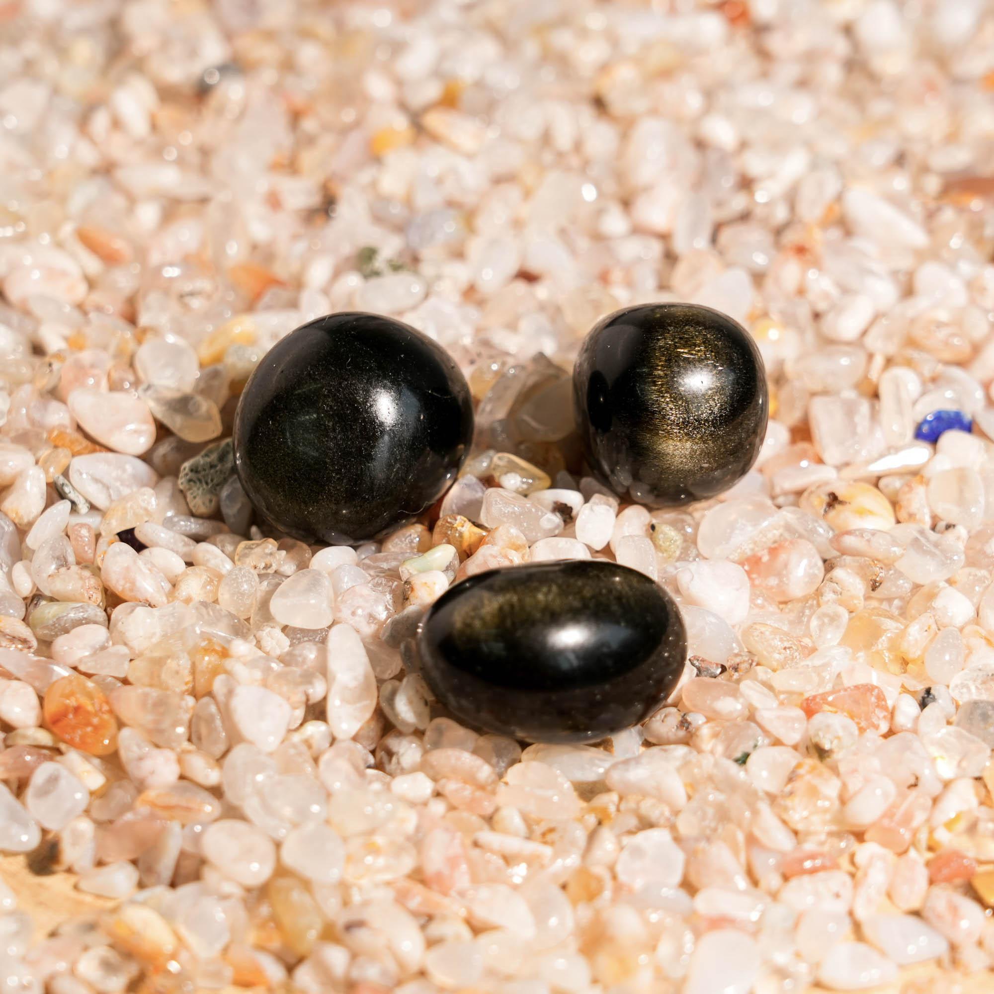 Gold Sheen Obsidian Tumbled Stone Set - helmsman - crystal