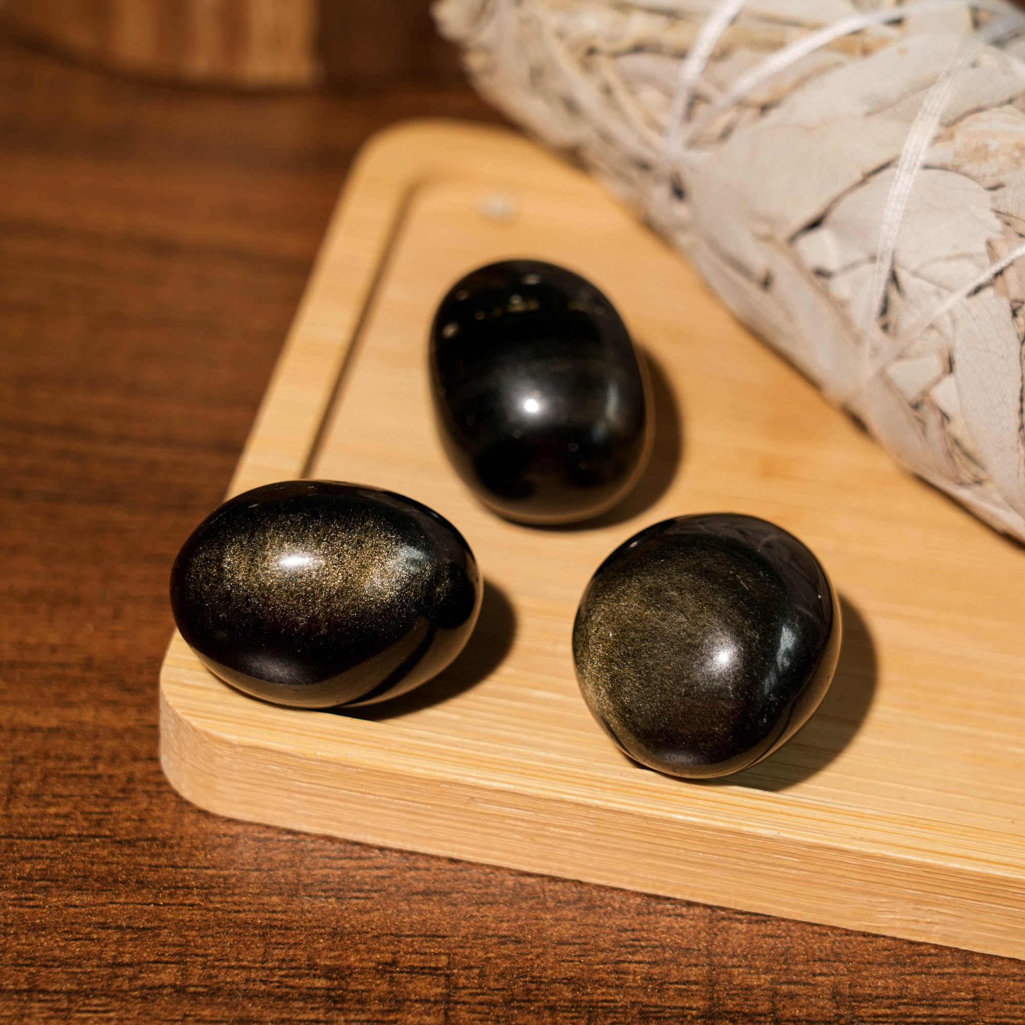 Gold Sheen Obsidian Tumbled Stone Set - helmsman - crystal