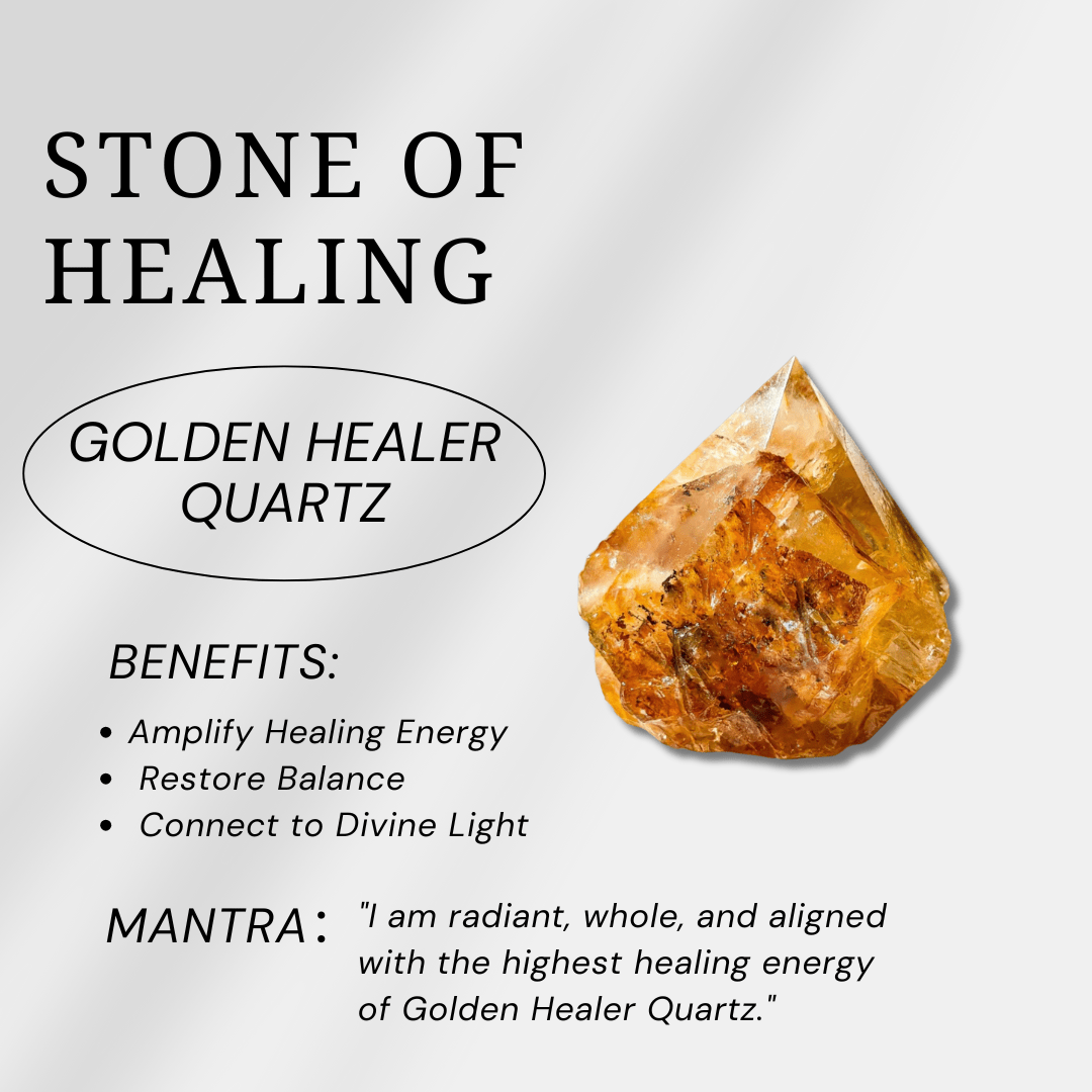 Golden Healer Quartz Palm Stone - helmsman - crystal