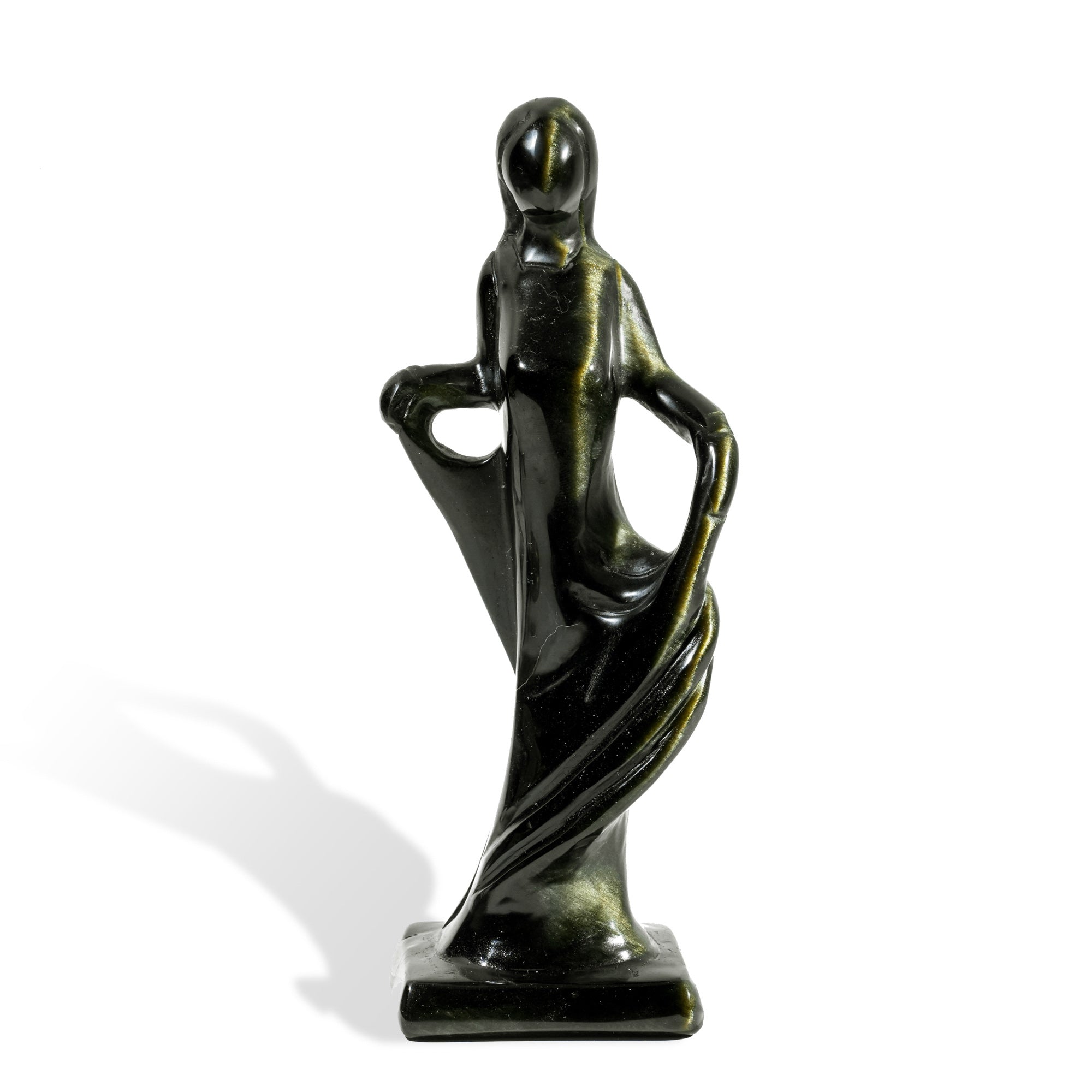 Golden Obsidian Angel Carving - helmsman - crystal