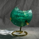 Green Fluorite Moon Ornament - helmsman - crystal