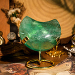 Green Fluorite Moon Ornament - helmsman - crystal
