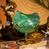 Green Fluorite Moon Ornament - helmsman - crystal
